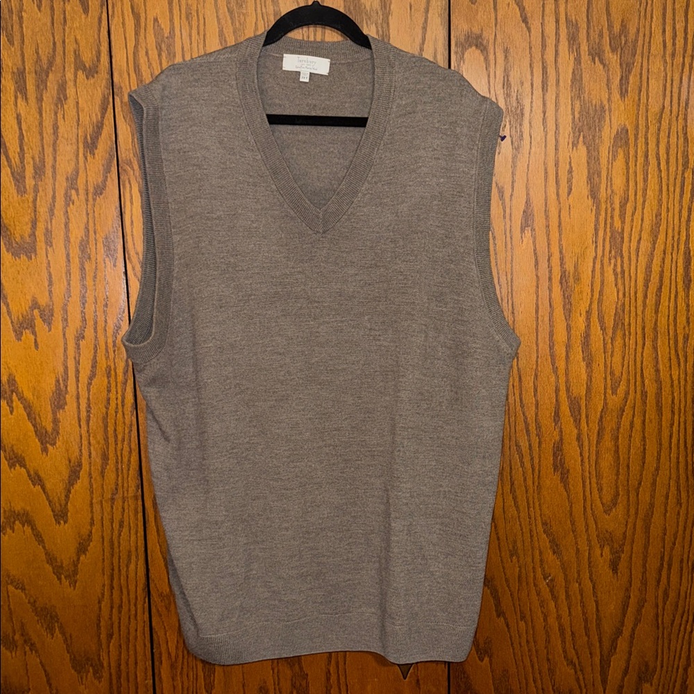 Classic Men's V-Neck Brown Sweater Vest Merino Wool 3xlt